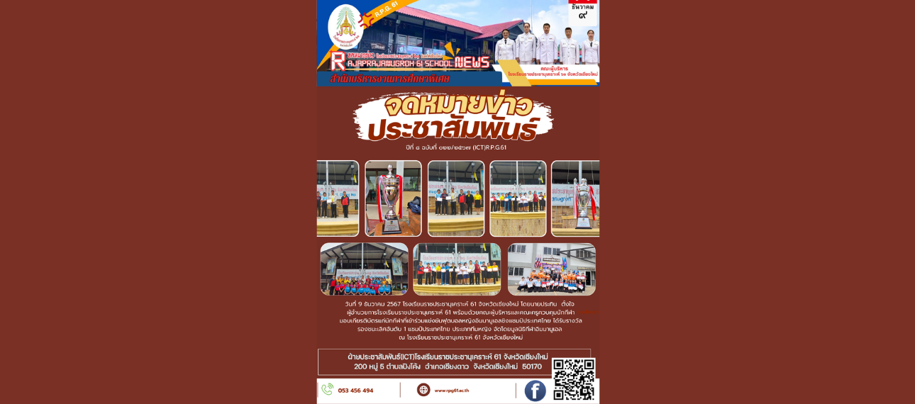 โรงเรียนราชประชานุเคราะห์ 61 จังหวัดเชียงใหม่ ร่วมการแข่งขันฟุตบอลอิมมานูเอลฯ ได้รับรางวัลรองชนะเลิศอันดับ 1