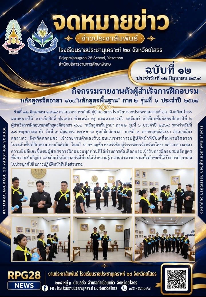 ผู้สำเร็จการฝึกอบรมหลักสูตรจิตอาสา  ๙๐๔  "หลักสูตรพื้นฐาน"  ภาค ๒  รุ่นที่  ๖  ประจำปี  ๒๕๖๙